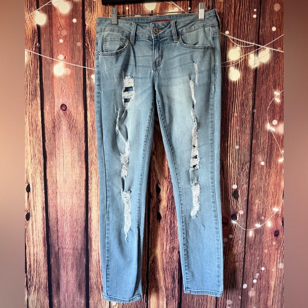 Guess Light Blue Distressed Skinny Jeans
